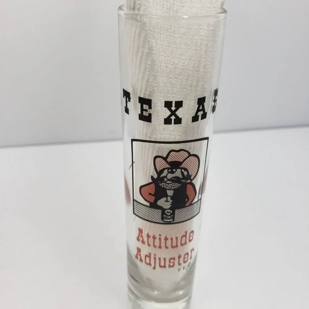 Vintage Texas Size Shot Glass Texan Cowboy Shooter Attitude Adjuster Tall